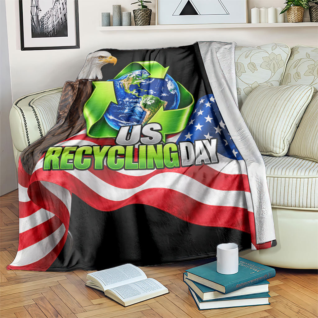 Recycling Day Bald Eagle Blanket American Flag And Earth Green Recycle