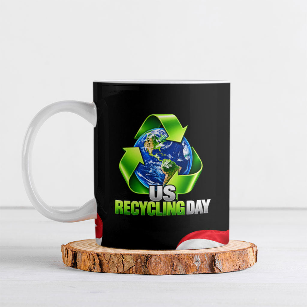Recycling Day Bald Eagle Ceramic Mug American Flag And Earth Green Recycle