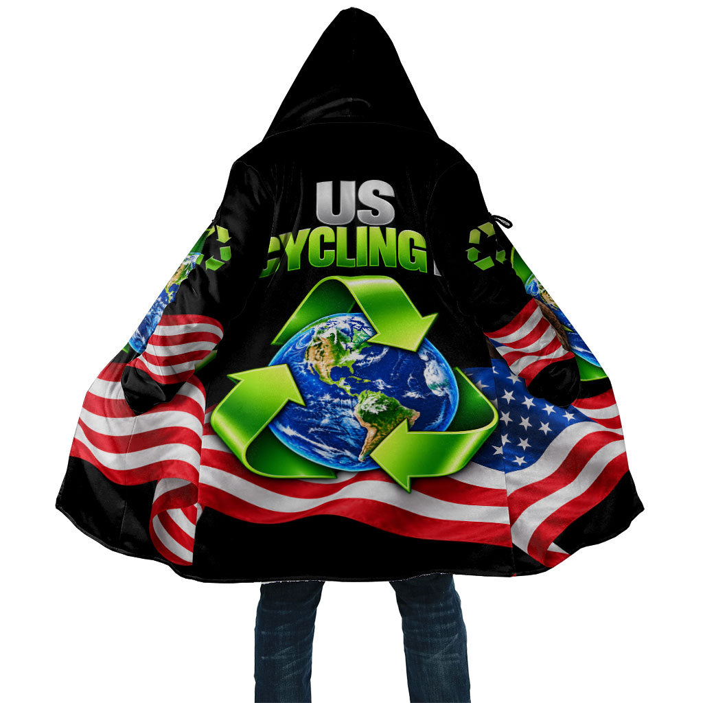 Recycling Day Bald Eagle Cloak American Flag And Earth Green Recycle