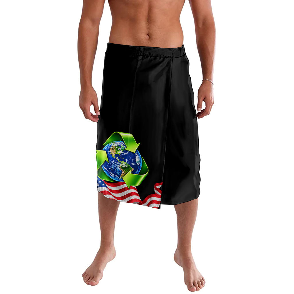Recycling Day Bald Eagle Lavalava American Flag And Earth Green Recycle