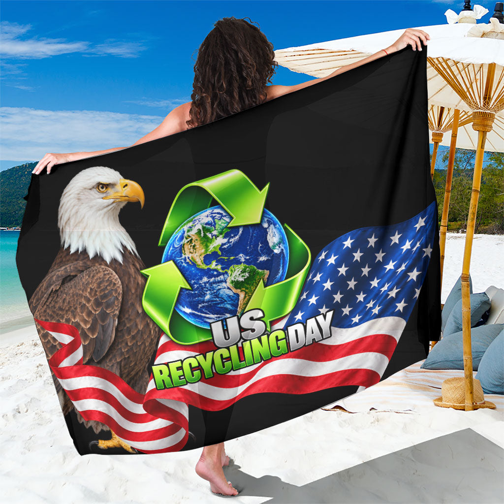 Recycling Day Bald Eagle Sarong American Flag And Earth Green Recycle