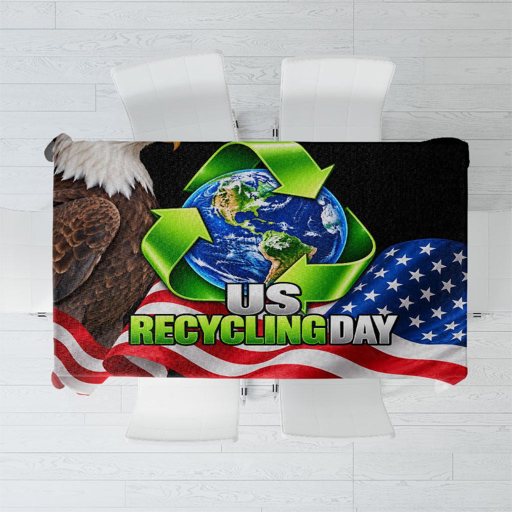 Recycling Day Bald Eagle Tablecloth American Flag And Earth Green Recycle