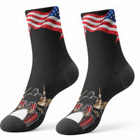 US Drummer Day Crew Socks American Flag And Drum Set