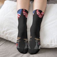 US Drummer Day Crew Socks American Flag And Drum Set