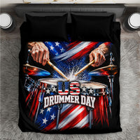 US Drummer Day Bedding Set American Flag Snare Drum Splash