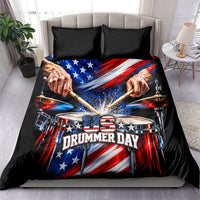 US Drummer Day Bedding Set American Flag Snare Drum Splash