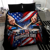 US Drummer Day Bedding Set American Flag Snare Drum Splash