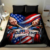 US Drummer Day Bedding Set American Flag Snare Drum Splash