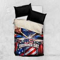 US Drummer Day Bedding Set American Flag Snare Drum Splash