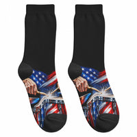 US Drummer Day Crew Socks American Flag Snare Drum Splash