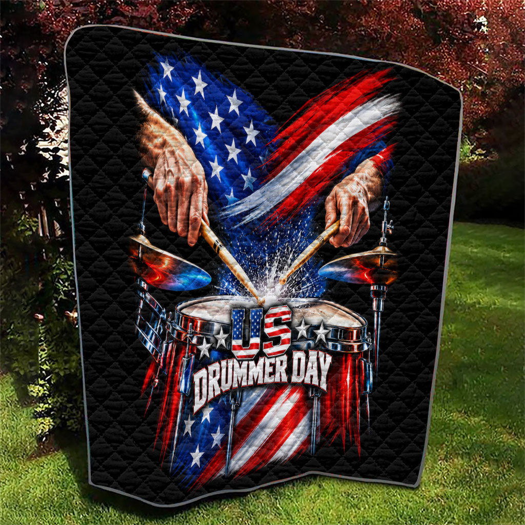 US Drummer Day Quilt American Flag Snare Drum Splash