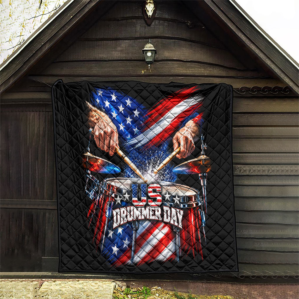 US Drummer Day Quilt American Flag Snare Drum Splash