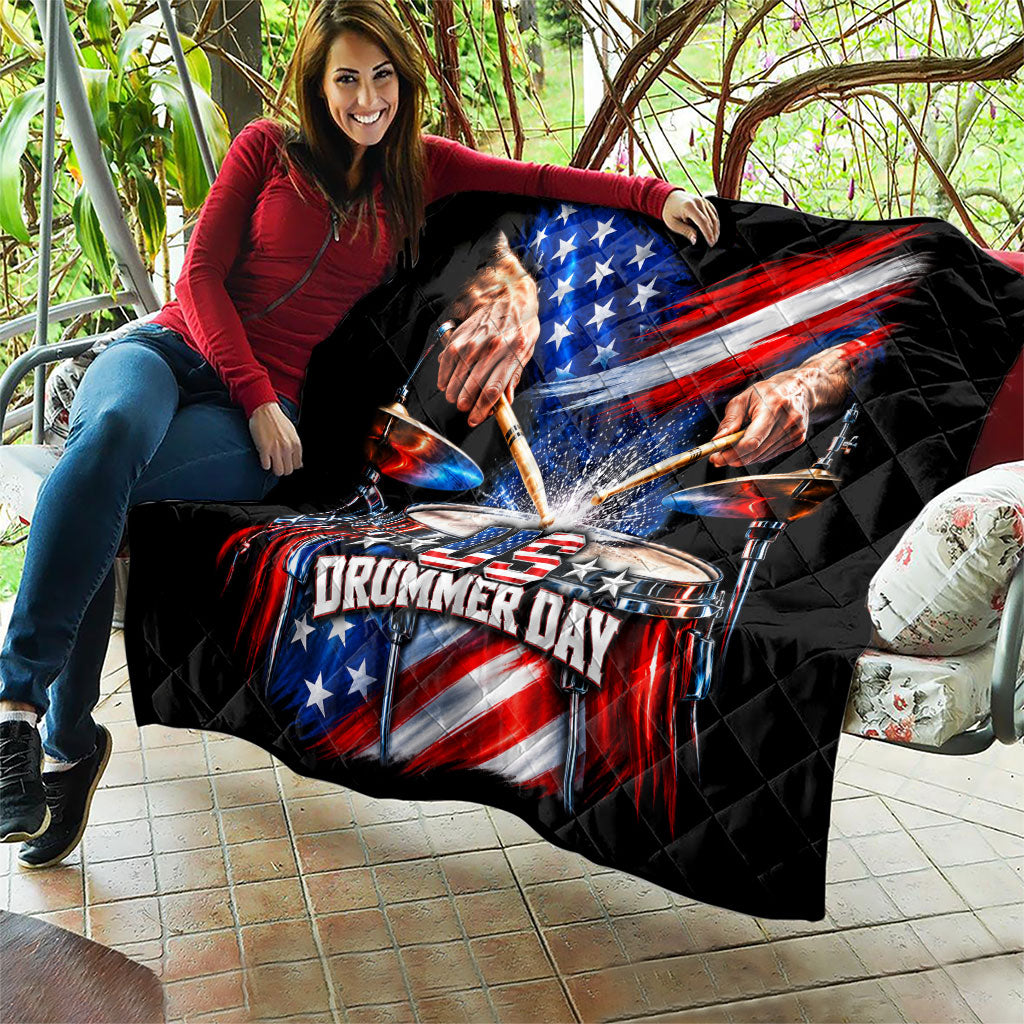 US Drummer Day Quilt American Flag Snare Drum Splash