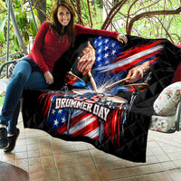 US Drummer Day Quilt American Flag Snare Drum Splash