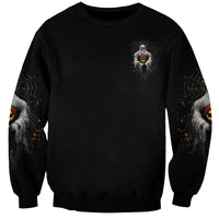 Black unisex Halloween sweatshirt with small ghost and jack-o-lantern graphic