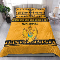 Montenegro Christmas Bedding Set with Gold-Black Theme, Double-Headed Eagle, and Map Motif - Wonder Print Shop