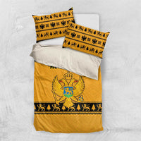 Montenegro Christmas Bedding Set with Gold-Black Theme, Double-Headed Eagle, and Map Motif - Wonder Print Shop
