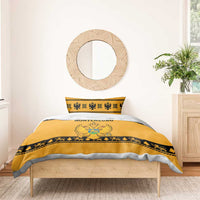 Montenegro Christmas Bedding Set with Gold-Black Theme, Double-Headed Eagle, and Map Motif - Wonder Print Shop