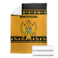 Montenegro Christmas Blanket with Gold-Black Theme, Double-Headed Eagle, and Map Motif - Wonder Print Shop