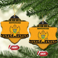 Montenegro Christmas Ceramic Ornament with Gold-Black Theme, Double-Headed Eagle, and Map Motif - Wonder Print Shop