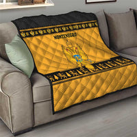 Montenegro Christmas Quilt with Gold-Black Theme, Double-Headed Eagle, and Map Motif - Wonder Print Shop