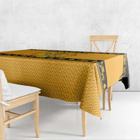 Montenegro Christmas Tablecloth with Gold-Black Theme, Double-Headed Eagle, and Map Motif - Wonder Print Shop