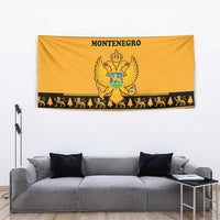 Montenegro Christmas Tapestry with Gold-Black Theme, Double-Headed Eagle, and Map Motif - Wonder Print Shop