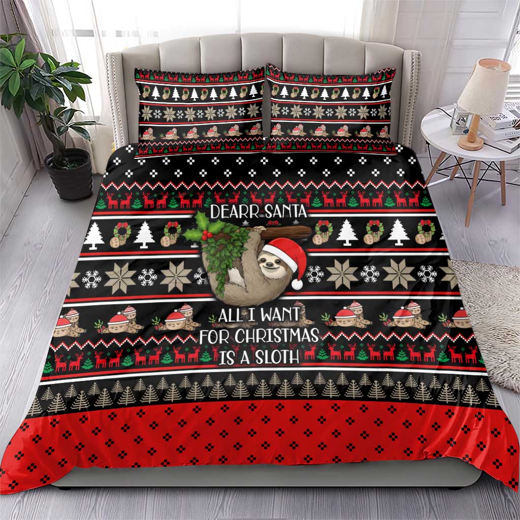 Sloth All I Want For Christmas Bedding Set Xmas Holiday Patterns - Wonder Print Shop