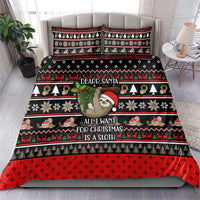 Sloth All I Want For Christmas Bedding Set Xmas Holiday Patterns - Wonder Print Shop