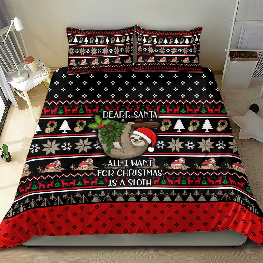 Sloth All I Want For Christmas Bedding Set Xmas Holiday Patterns - Wonder Print Shop