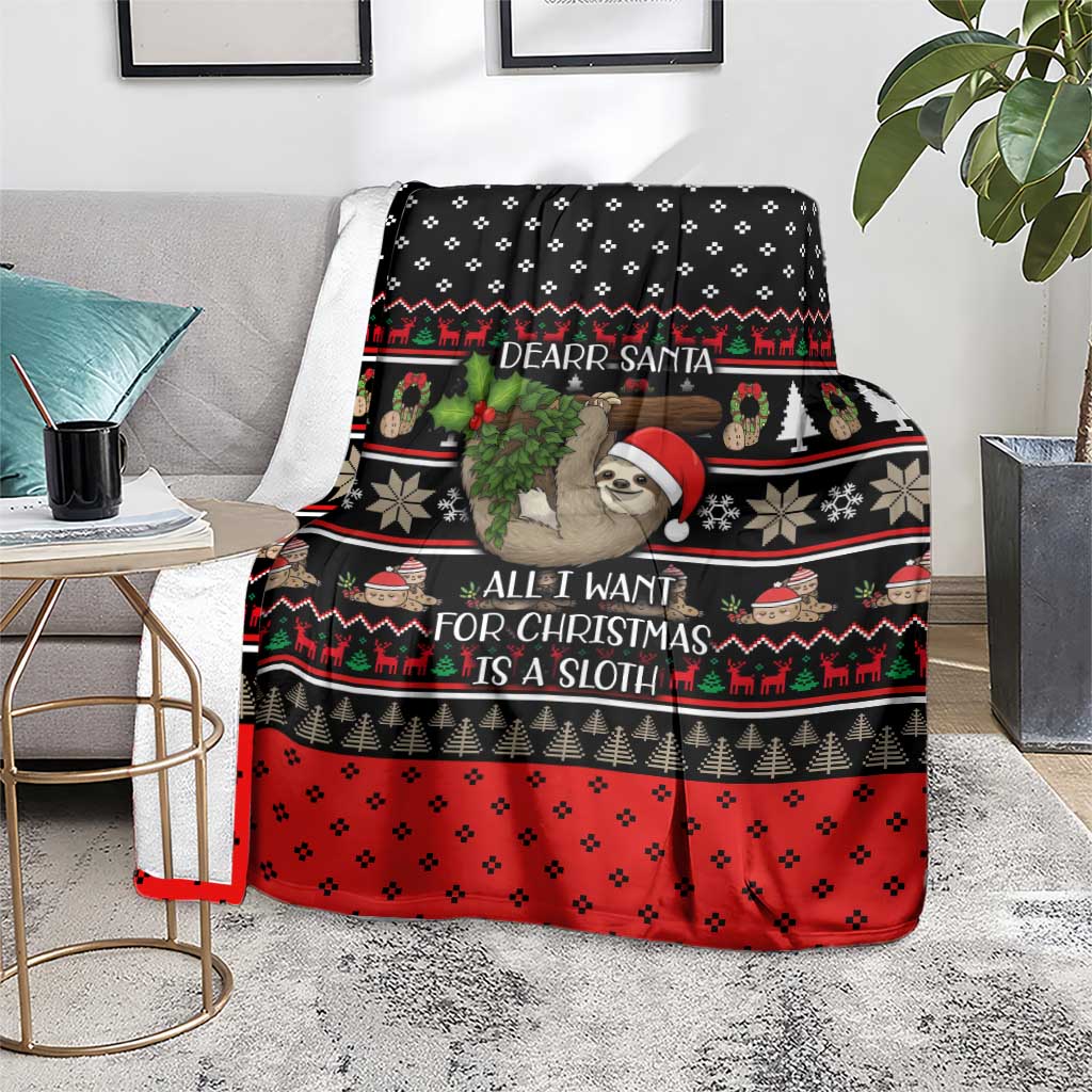 Sloth All I Want For Christmas Blanket Xmas Holiday Patterns - Wonder Print Shop