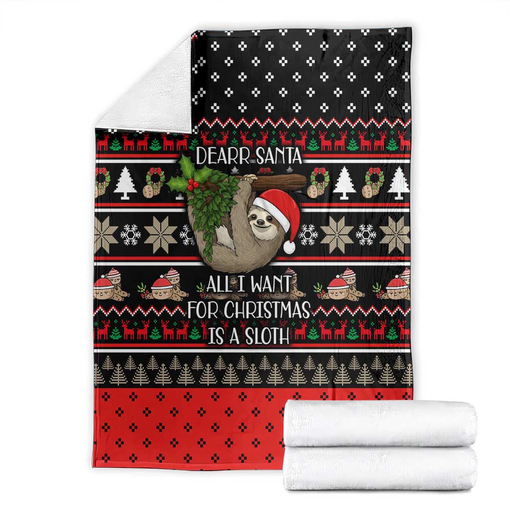 Sloth All I Want For Christmas Blanket Xmas Holiday Patterns - Wonder Print Shop