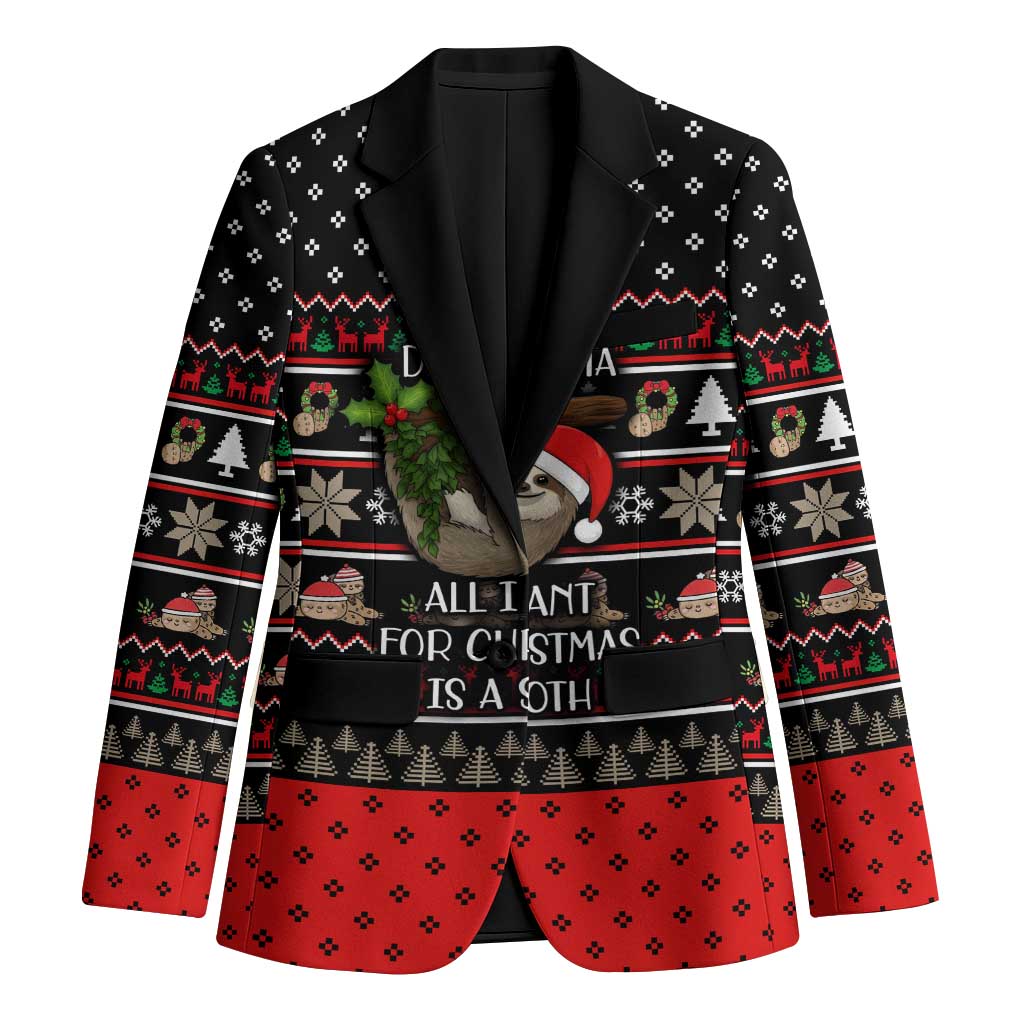 Sloth All I Want For Christmas Blazer Xmas Holiday Patterns - Wonder Print Shop