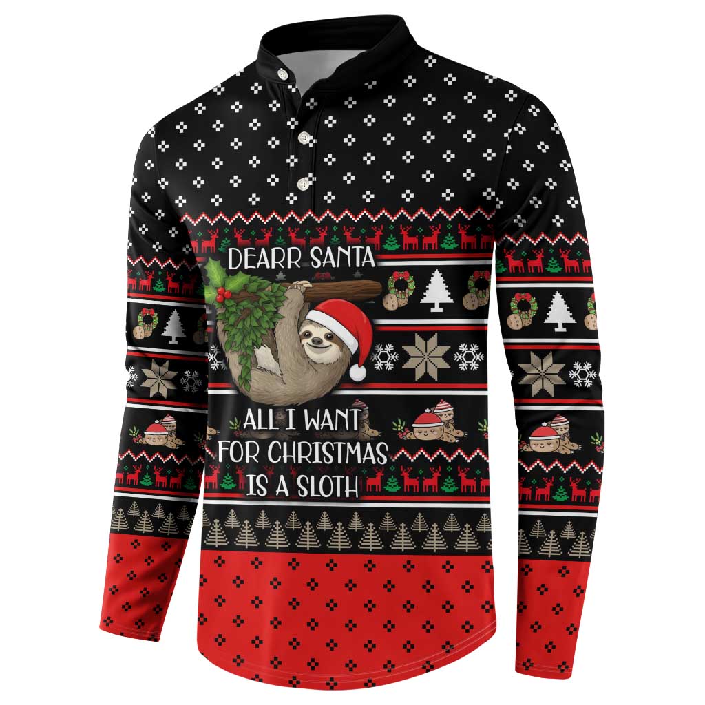 Sloth All I Want For Christmas Button Sweatshirt Xmas Holiday Patterns - Wonder Print Shop