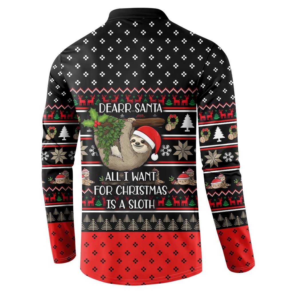 Sloth All I Want For Christmas Button Sweatshirt Xmas Holiday Patterns - Wonder Print Shop