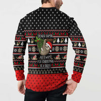 Sloth All I Want For Christmas Button Sweatshirt Xmas Holiday Patterns - Wonder Print Shop