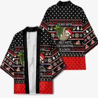Sloth All I Want For Christmas Kimono Xmas Holiday Patterns - Wonder Print Shop