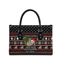 Sloth All I Want For Christmas Leather Bag Xmas Holiday Patterns - Wonder Print Shop