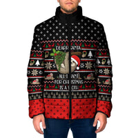 Sloth All I Want For Christmas Padded Jacket Xmas Holiday Patterns - Wonder Print Shop
