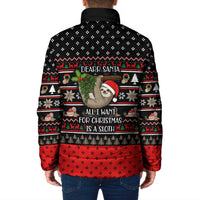 Sloth All I Want For Christmas Padded Jacket Xmas Holiday Patterns - Wonder Print Shop