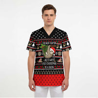 Sloth All I Want For Christmas Scrub Top Xmas Holiday Patterns - Wonder Print Shop