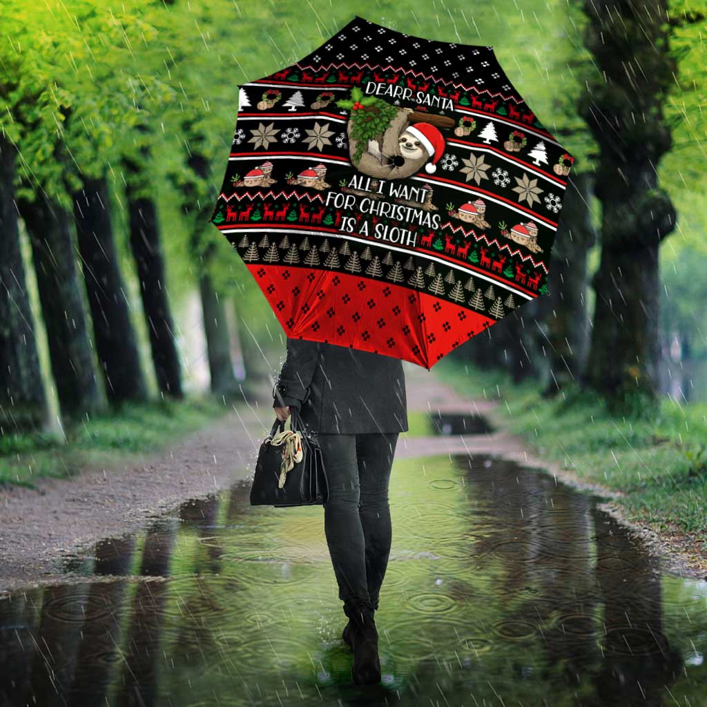 Sloth All I Want For Christmas Umbrella Xmas Holiday Patterns - Wonder Print Shop
