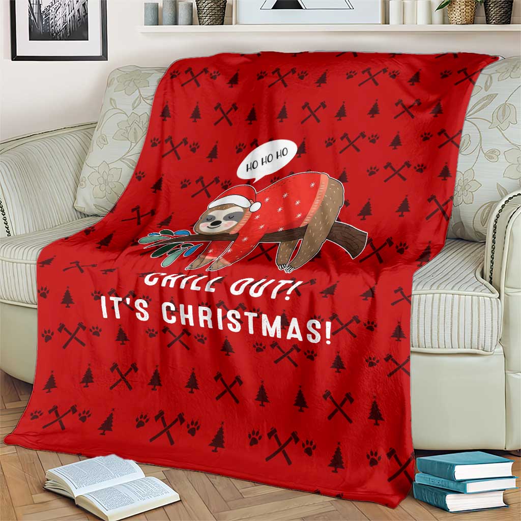 Sloth Chill Out Christmas Blanket Xmas Holiday Patterns - Wonder Print Shop
