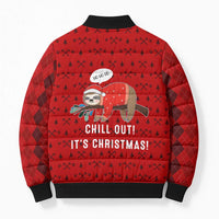 Sloth Chill Out Christmas Bomber Puffer Jacket Xmas Holiday Patterns - Wonder Print Shop