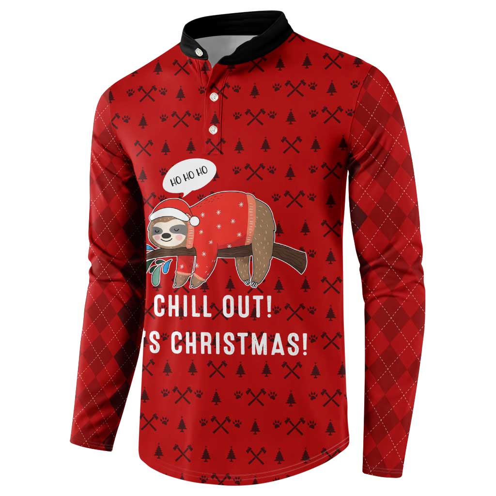 Sloth Chill Out Christmas Button Sweatshirt Xmas Holiday Patterns - Wonder Print Shop
