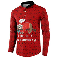 Sloth Chill Out Christmas Button Sweatshirt Xmas Holiday Patterns - Wonder Print Shop