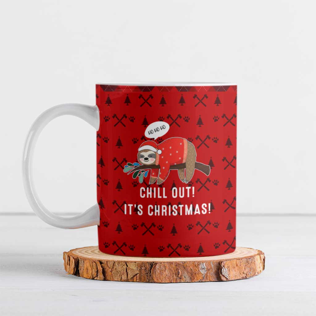 Sloth Chill Out Christmas Ceramic Mug Xmas Holiday Patterns - Wonder Print Shop