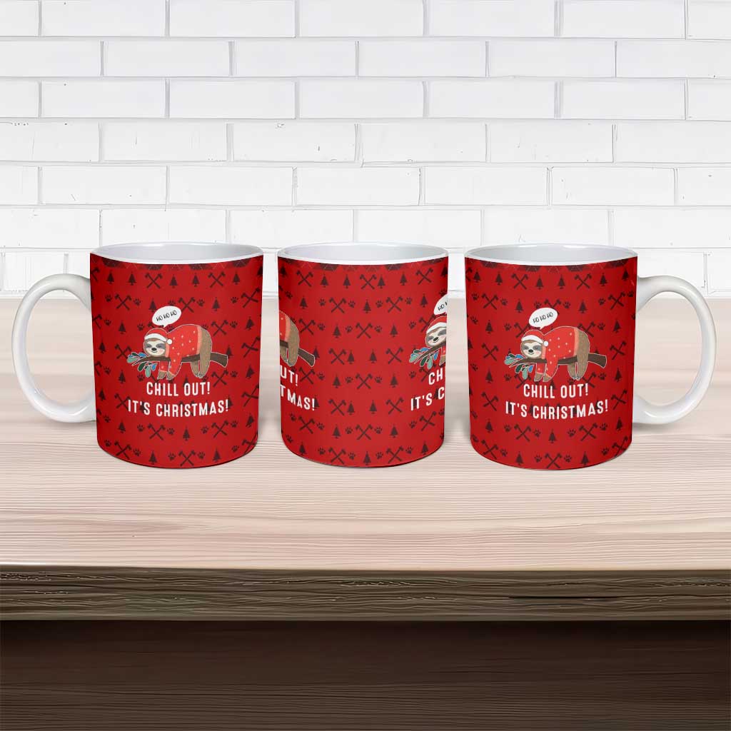 Sloth Chill Out Christmas Ceramic Mug Xmas Holiday Patterns - Wonder Print Shop