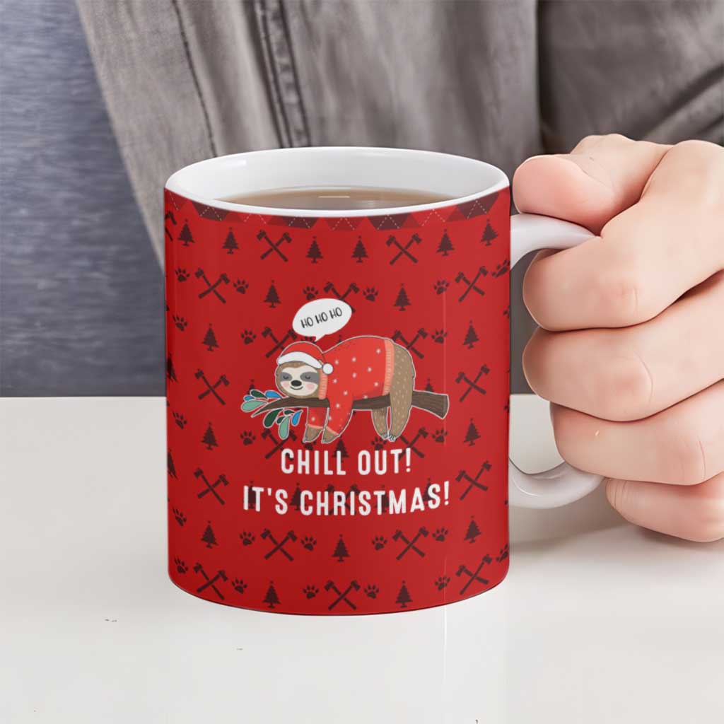 Sloth Chill Out Christmas Ceramic Mug Xmas Holiday Patterns - Wonder Print Shop