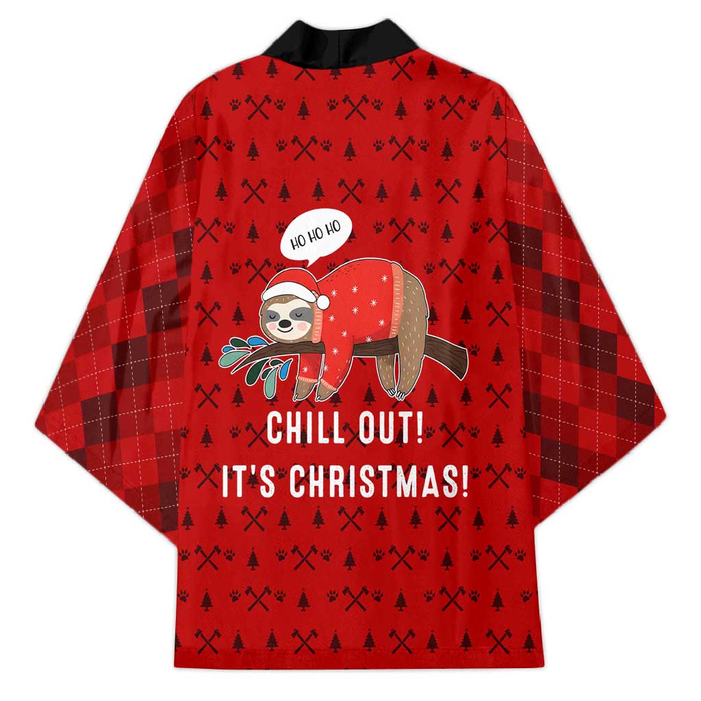 Sloth Chill Out Christmas Kimono Xmas Holiday Patterns - Wonder Print Shop